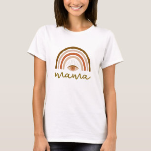 Camiseta Naranja quemado Boho Rainbow eye