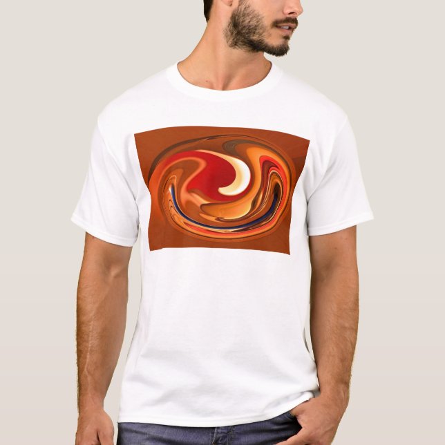 Camiseta Naranja quemado extracto enrrollado y diseño rojo (Anverso)