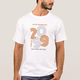 Camiseta Naranja quemado Retro Gran Número Clase de Senior