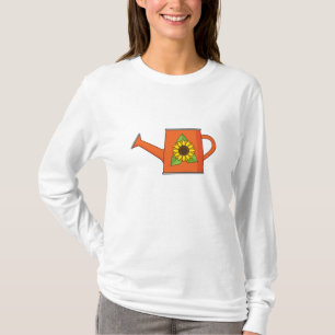 Camiseta Naranja regando lata con girasol