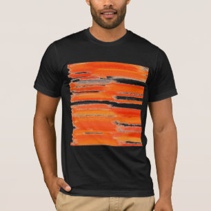 Camiseta Naranja retro abstracto de la pintura el  