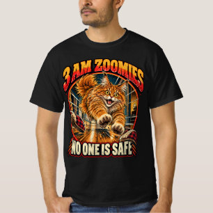Camiseta Naranja Retro Maine Coon 3 AM Zoomies Humor de Gat