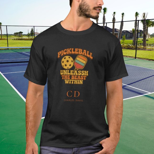 Camiseta Naranja retro negro jugador de pelota cita diverti (Subido por el creador)
