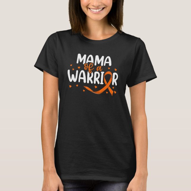 Camiseta Naranja Ribbon Leukemia Nietos Mamá De Un Guerrero (Anverso)