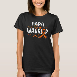 Camiseta Naranja Ribbon Leukemia Nietos Papa De Un Guerrero