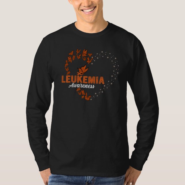 Camiseta Naranja Ribon Mariposa Leucemia Cardíaca Concienci (Anverso)