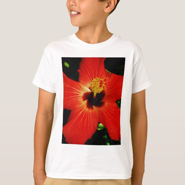 Camiseta Naranja rojo brillante Hibiscus Flower (Anverso)