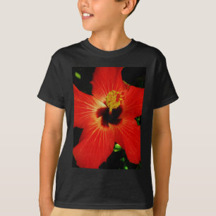Camiseta Naranja rojo brillante Hibiscus Flower