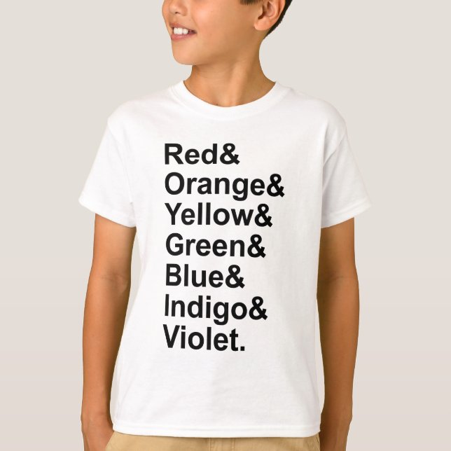 Camiseta Naranja rojo ROYGBIV Violeta azul amarillo azul ín (Anverso)