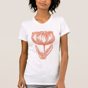 Camiseta Naranja rosa de dibujos de tulipanes holandeses de