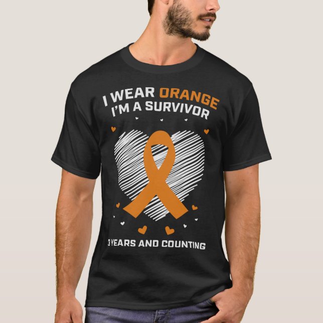Camiseta Naranja Sobreviviente de leucemia Regalos 3 años g (Anverso)