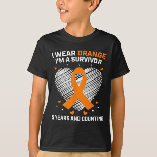 Camiseta Naranja Sobreviviente de leucemia Regalos 5 años g