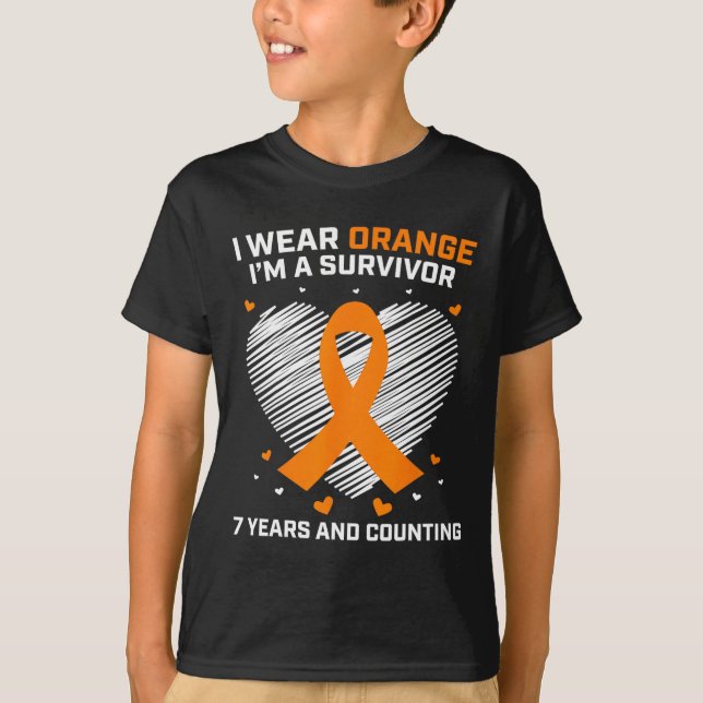Camiseta Naranja Sobreviviente de leucemia Regalos 7 años g (Anverso)