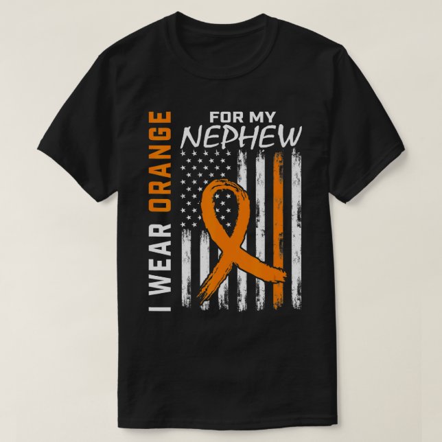Camiseta Naranja sobrino leucemia Bandera de concientizació (Diseño del anverso)