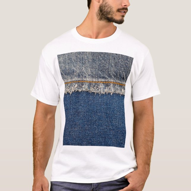 Camiseta Naranja Stitch, Parche De Doble Denim. (Anverso)
