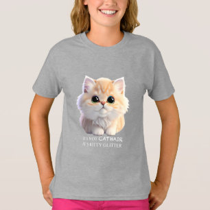 Camiseta Naranja suave y suave y gato gatito blanco