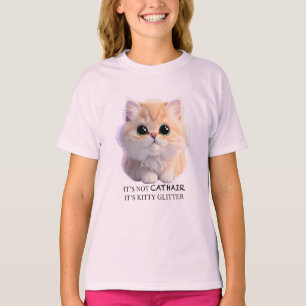 Camiseta Naranja suave y suave y gato gatito blanco