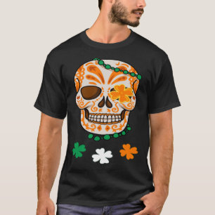 Camiseta Naranja Sugar Skull St. Patrick's Day Irish Day Of