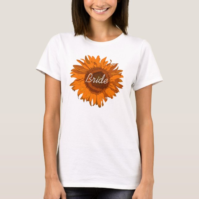 Camiseta Naranja Sunflower Bride Boda (Anverso)