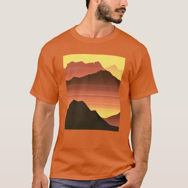 Camiseta Naranja Sunset de la montaña del desierto y Brown (Anverso)