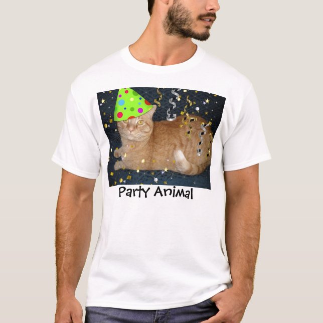 Camiseta Naranja Tabby Cat Fiesta Animal (Anverso)