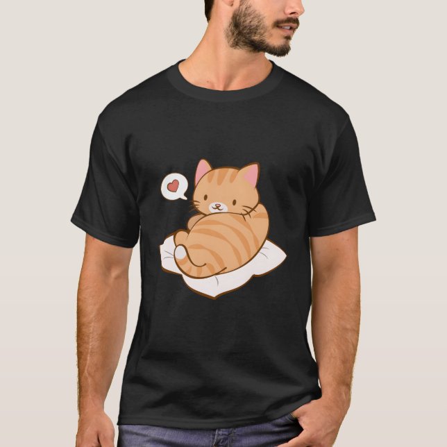Camiseta Naranja Tabby Cat Ginger Kitty Kawaii (Anverso)