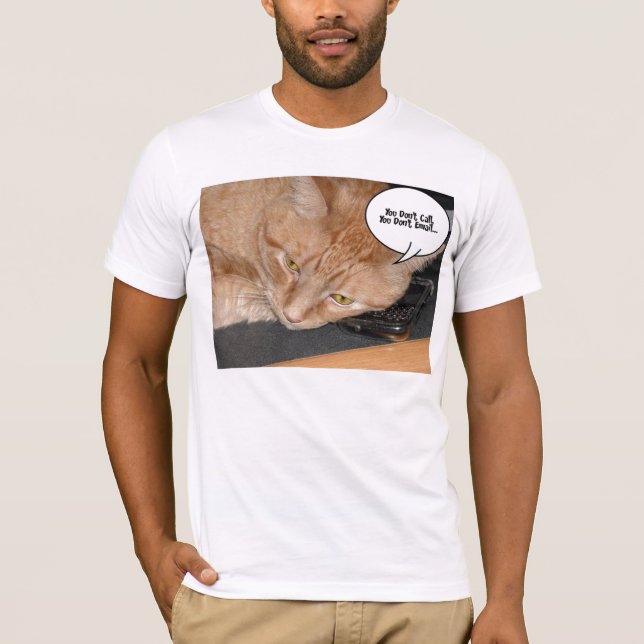 Camiseta Naranja Tabby Cat HumorNo llamas ni escribes (Anverso)