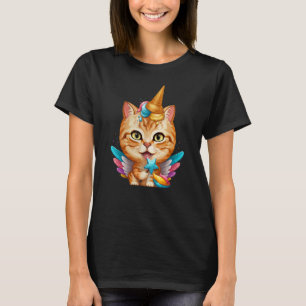 Camiseta Naranja Tabby Cat Ice Cream Unicorn