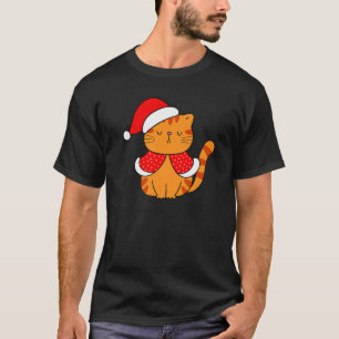 Camiseta Naranja Tabby Cat Santa Hat Navidades Cat Bah humb