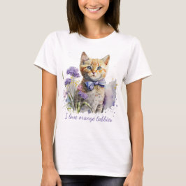 Camiseta Naranja Tabby Kitten con color de agua de amarre