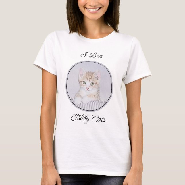 Camiseta Naranja Tabby Kitten Pintura - Arte Gato Original (Anverso)