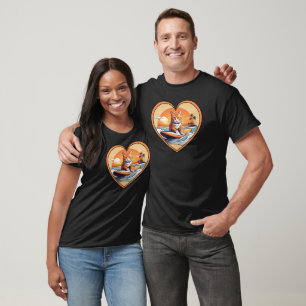 Camiseta Naranja Tabby Surfing Cat