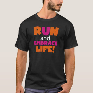 Camiseta Naranja Texto rosado Fitness Corriendo Maratón