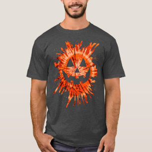 Camiseta Naranja Tie Dye Jack O Lantern Face Hippie Hallowe