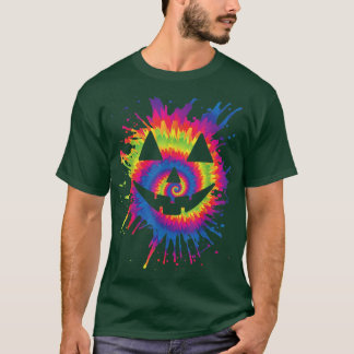 Camiseta Naranja Tie Dye Jack O Lantern Face Hippie Hallowe