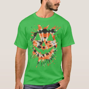 Camiseta Naranja Tie Dye Jack O Lantern Face Hippie Hallowe