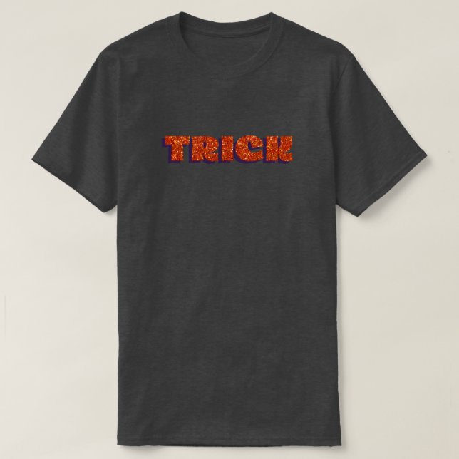 Camiseta Naranja Treat Halloween Purpurina (Diseño del anverso)