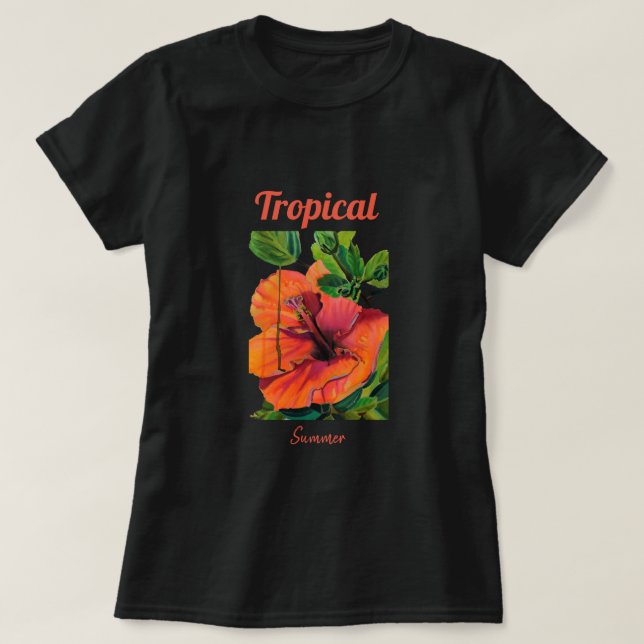Camiseta  naranja Tropical (Diseño del anverso)