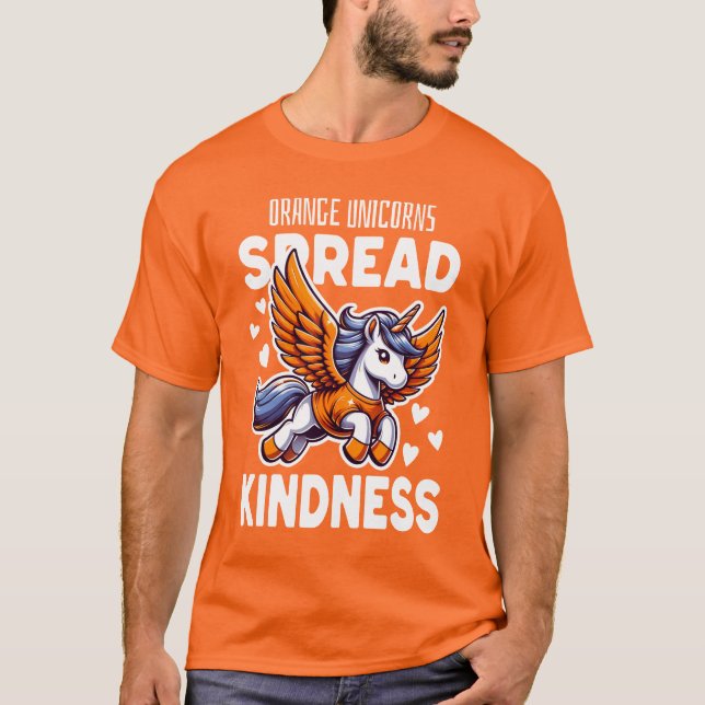Camiseta Naranja Unicornio Amabilidad extendida (Anverso)