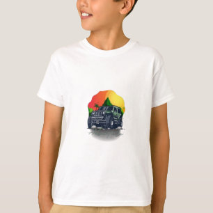 Camiseta Naranja Verde de la Marina Moderno Ilustrado Offro