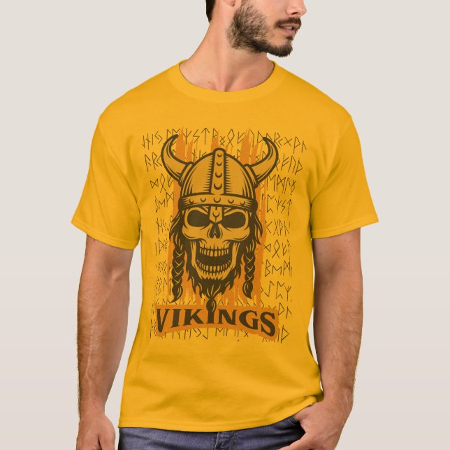 Camiseta Naranja Viking Skeleton (Anverso)