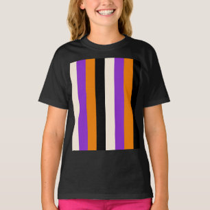 Camiseta Naranja Violeta Negro Raya Halloween
