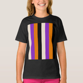 Camiseta Naranja Violeta Negro Raya Halloween