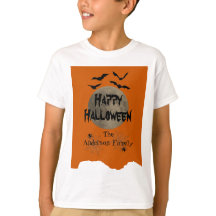 Naranja y Black Spooky Modern Happy Halloween Kids
