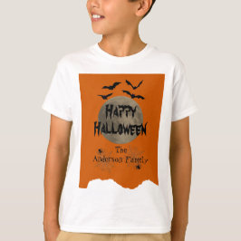 Camiseta Naranja y Black Spooky Modern Happy Halloween Kids