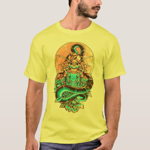 Camiseta Naranja y Ilustracion Geisha Queen negro