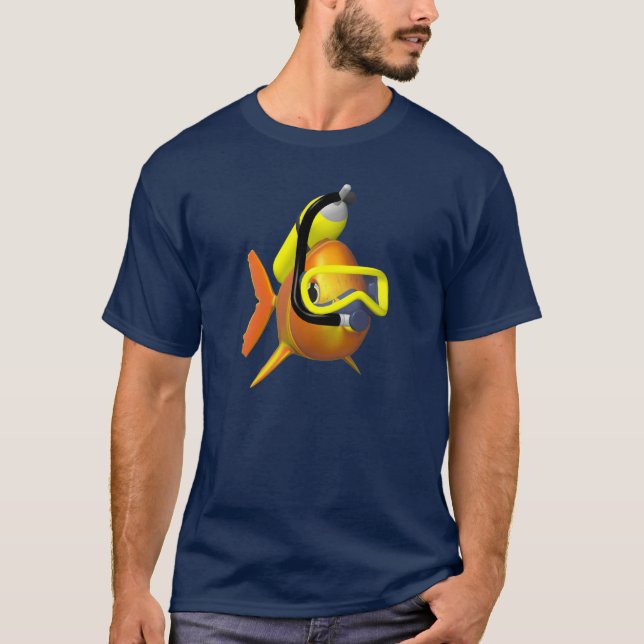 Camiseta Naranja y pez negro de Scuba (Anverso)