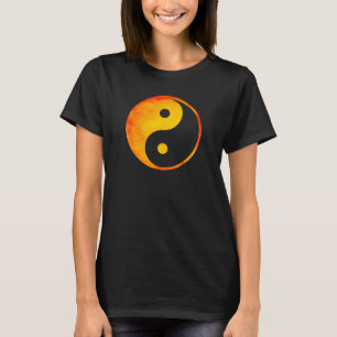 Camiseta Naranja Yin Yang y acuarela amarilla en negro