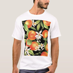 Camiseta Naranjas de mano desatada: Ilustracion floral.