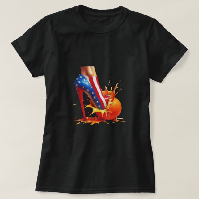 Camiseta Naranjas de tacones altos aplastan a Kamala Harris (Diseño del anverso)
